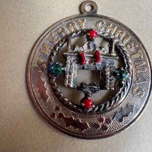 Vintage mid-century Christmas charm vermeil